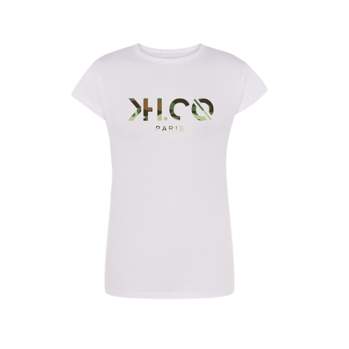 KH.CO Green Camouflage - T-Shirt Femme Blanc